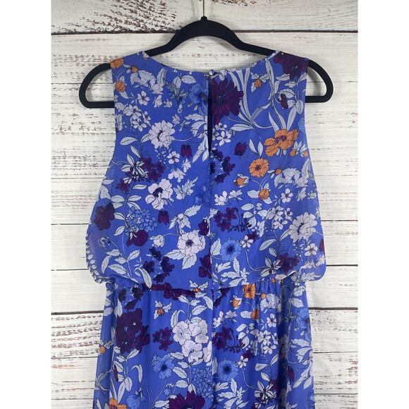 Chicos Maxi Dress Women's 4 Floral Sleeveless Ruffle Hem Lightweight NWT Summer - Picture 8 of 10